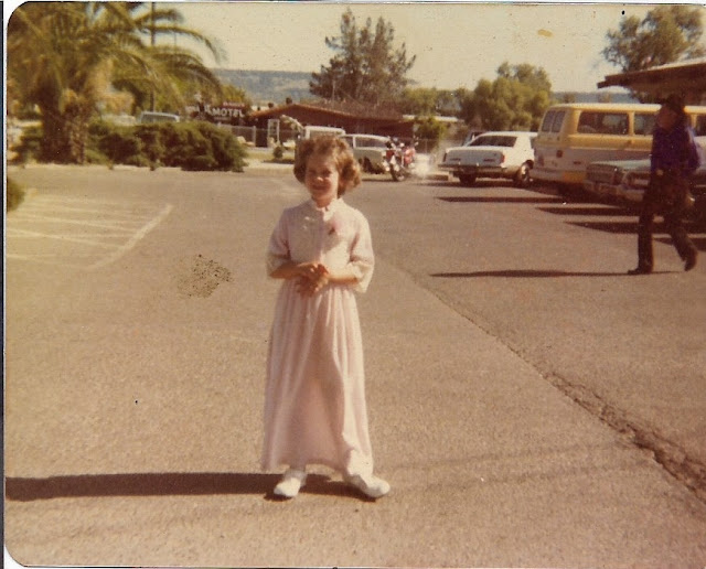 me wearing a pink dress - 8 years old