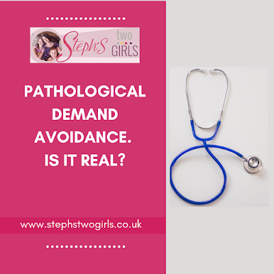 stethoscope on right with red flash containing text pathological demand avoidance is it real on left