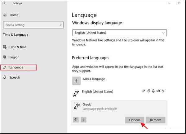 مشكلة تغيير لغة لوحة مفاتيح Windows 10