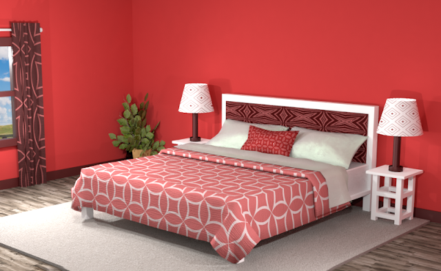 Red (#CA2F2F) Monochromatic Room with Patterns