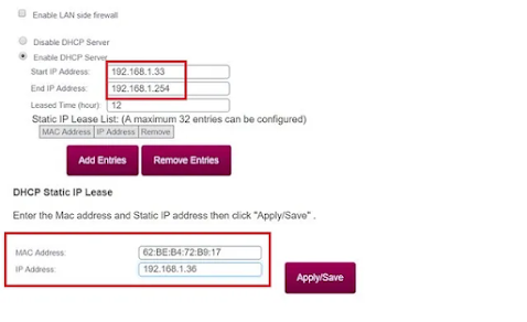 muestra dónde se asigna las ip