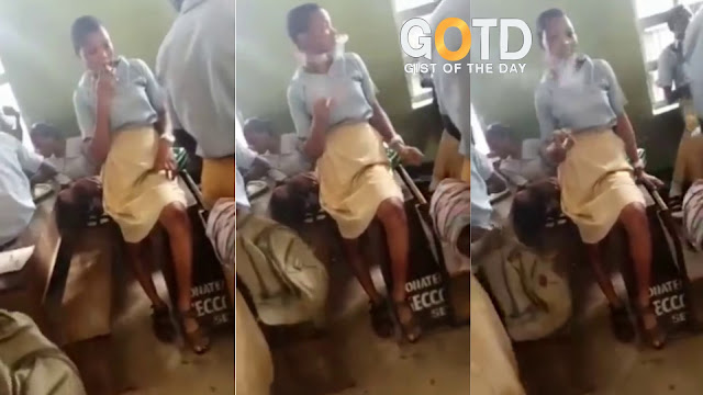 See The Moment Nigerian Female secondary school Student Seeing Smoking And Also Romancing in Class (watch video)