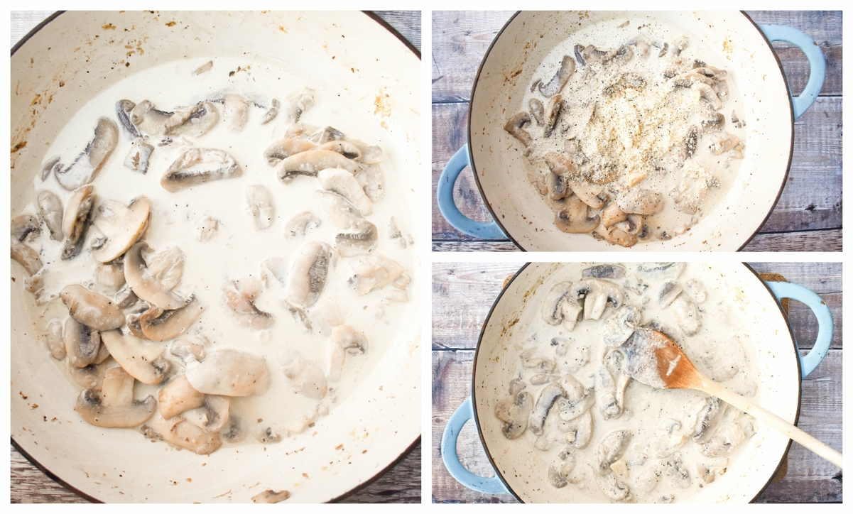 Mushroom Carbonara - step 2 - making the creamy sauce