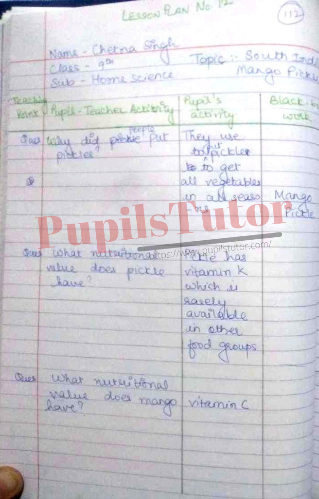 Home Science Lesson Plan For Class 8 On Aam Ka Aachar – (Page And Image Number 1) – Pupils Tutor