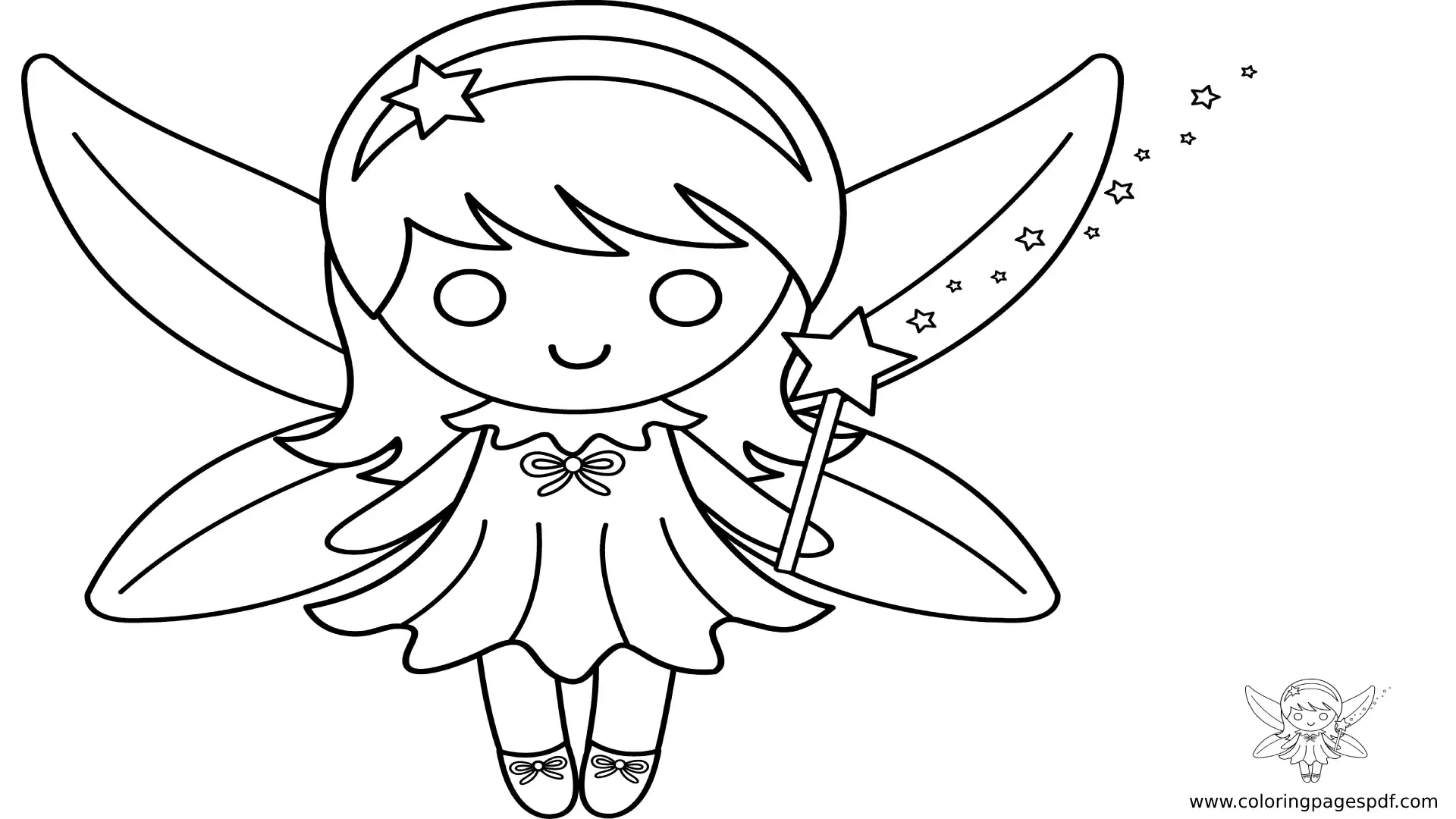 Coloring Pages Of A Mini Fairy With Magic Wand