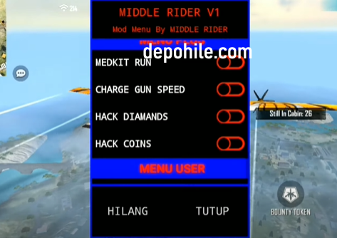 Free Fire 1.68 Middle Rider Menu Para, Elmas Hile Apk İndir