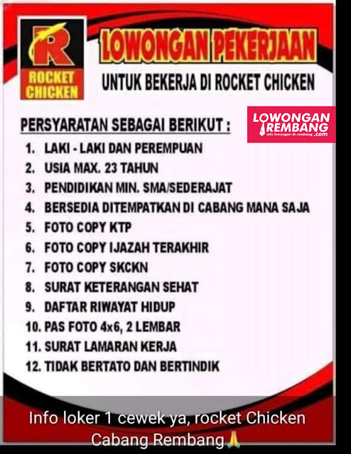 Lowongan Kerja Pegawai Rocket Chicken Rembang