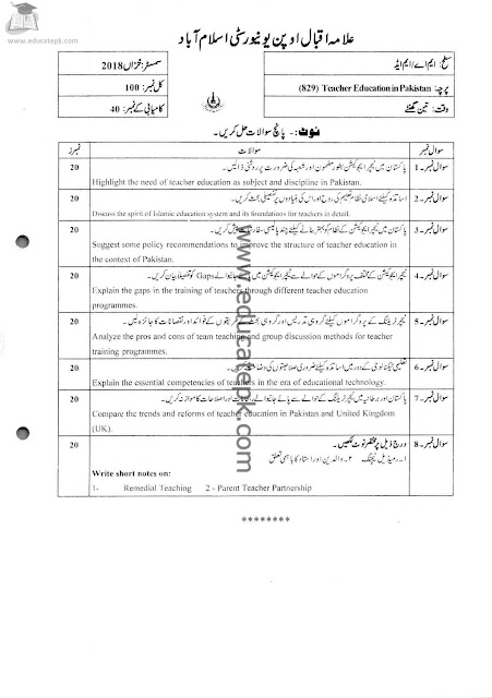 aiou-past-papers-ma-education-code-829