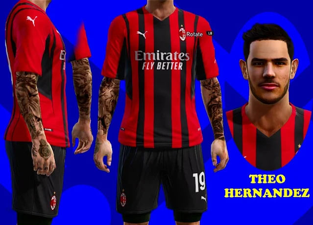Theo Hernandez Face + Tattoo For PES 2013