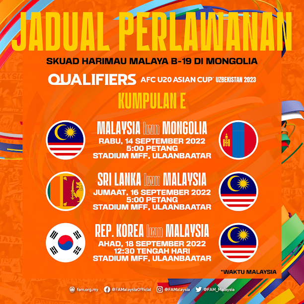 Jadual Perlawanan Kelayakan AFC U20 Mongolia