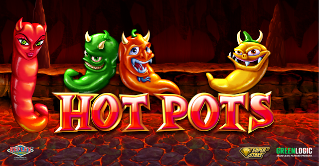 Hot Pots - Reflex Gaming. 4 chillis sat against a hellish backdrop.