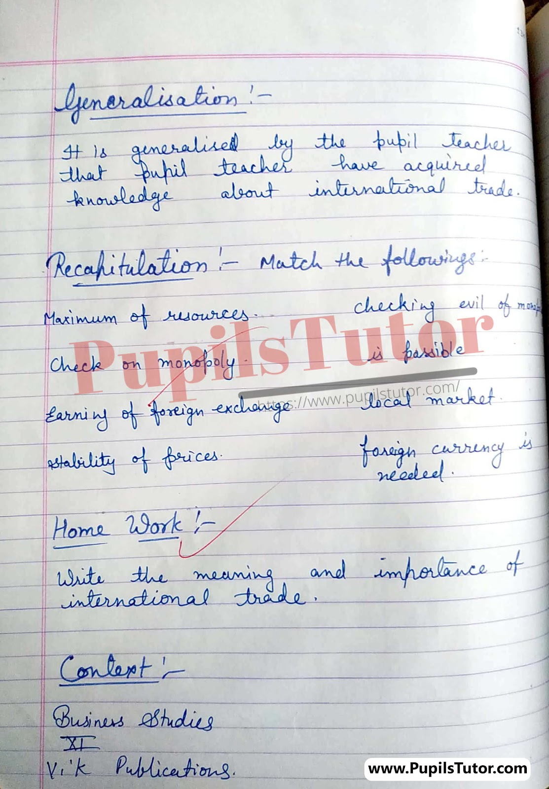 How To Make Real School Teaching International Trade Lesson Plan For (Business Studies) Commerce Subject In English [Page And Image Number 7] – www.pupilstutor.com