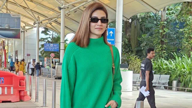 Kriti Sanon's Winter Chic: Green Cardigan, Baggy Denims, and a Rs. 2.36 Lakh Louis Vuitton Bag news,bollywood news in english,bollywood hungama,World News,bollywood movies,Bollywood News,bollywood,Kriti Sanon,bollywood actress,News Headlines,