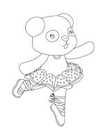 Panda dancing Ballet coloring page for kids