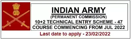 Indian Army 47th 10plus2 Technical Entry Scheme