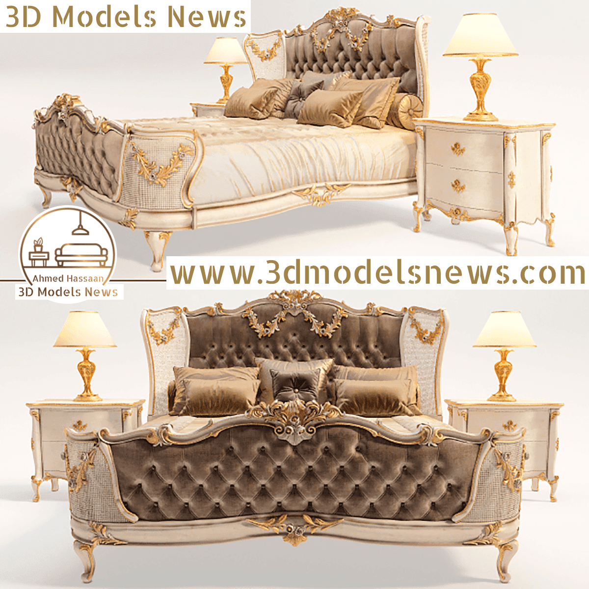 Florence Art Style Classic Bed Model 8