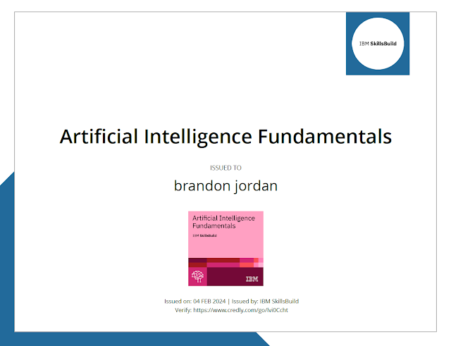 Brandon Jordan certified A.I. fundamentals