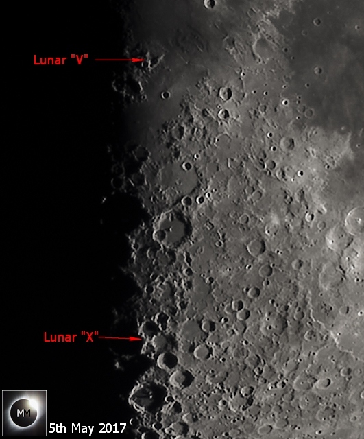 Lunar X and V after sunrise