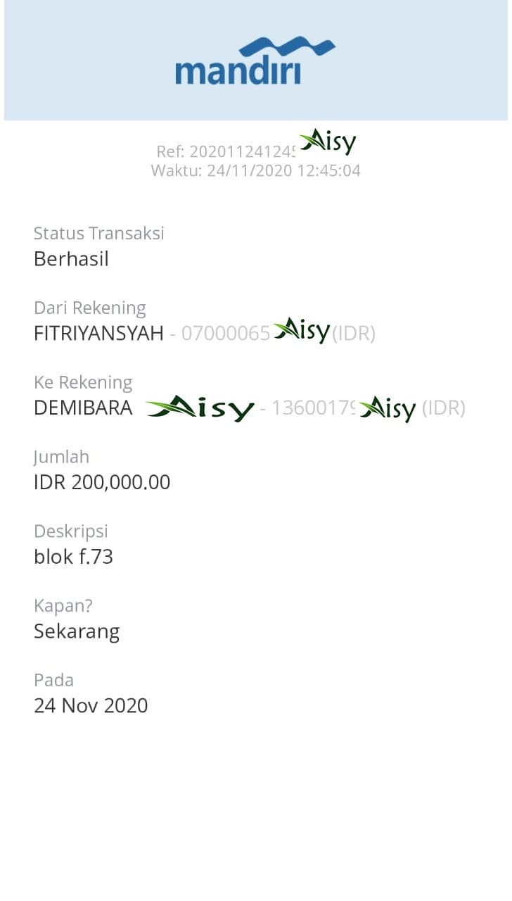 Bukti Transfer Pembayaran Catering November 2020 26