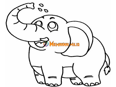 gambar animasi gajah untuk mewarnai