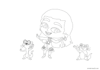 Mira, Chikku and Mikku dancing coloring page