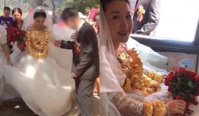 A Bride Wearing 60 Kilograms of Gold, Her Photo is Viral on Social Media