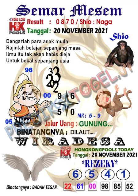 Syair Semar Mesem Togel Hongkong Sabtu 20-Nov-2021