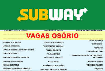 Vagas para Atendente de Lanchonete, Auxiliar de Limpeza, Produção e outras em Osório