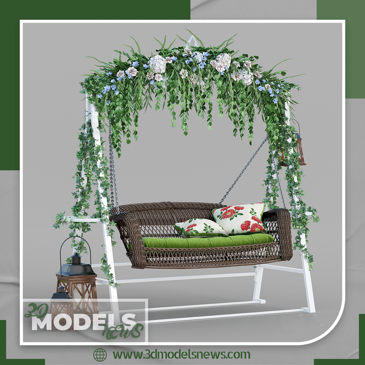 Garden swing model with roses