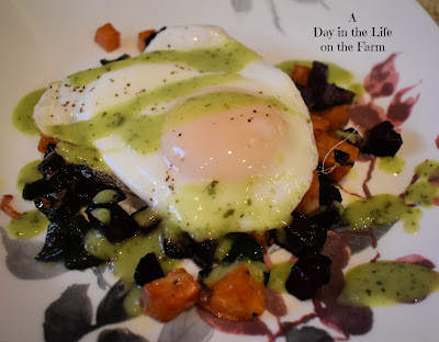 Sweet Potato and Beet Hash with Egg