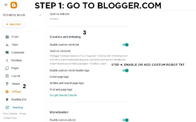 Setups for Blogger blog site in Google Search Engine