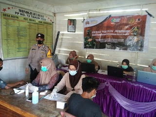 Polsek Maiwa Enrekang Pantau Pelaksanaan Vaksinasi Covid 19 di Desa Boiya