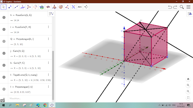 Proyeksi Titik Q pada Garis PG