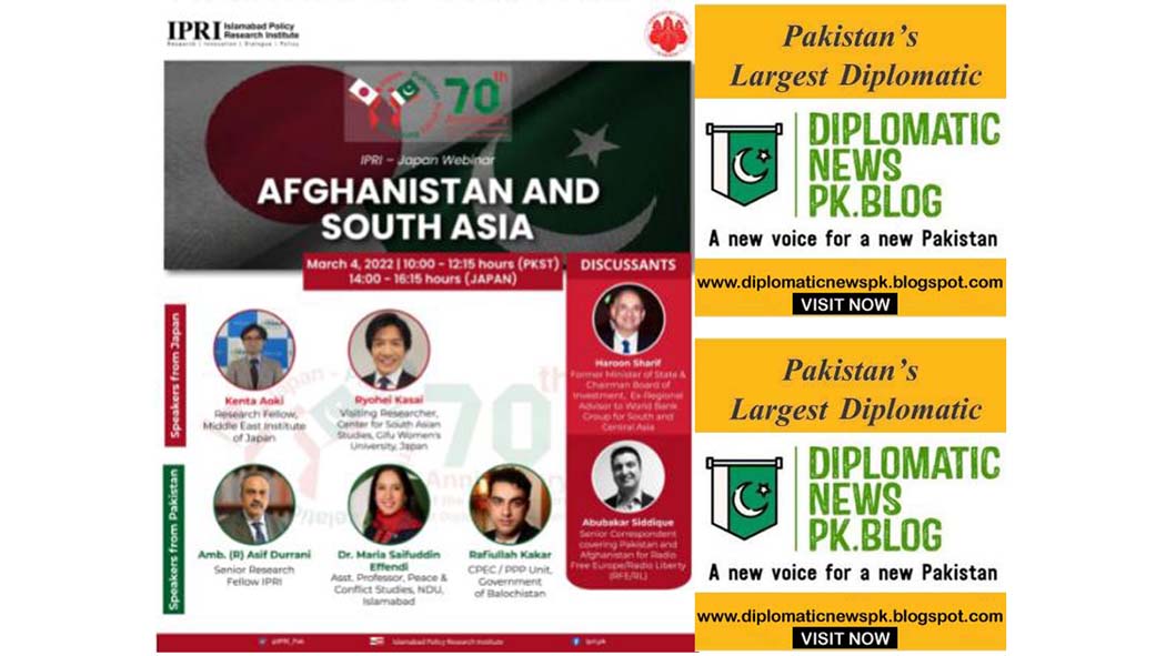 Japanese embassy, IPRI organize a webinar titled “Afghanistan and South Asia”