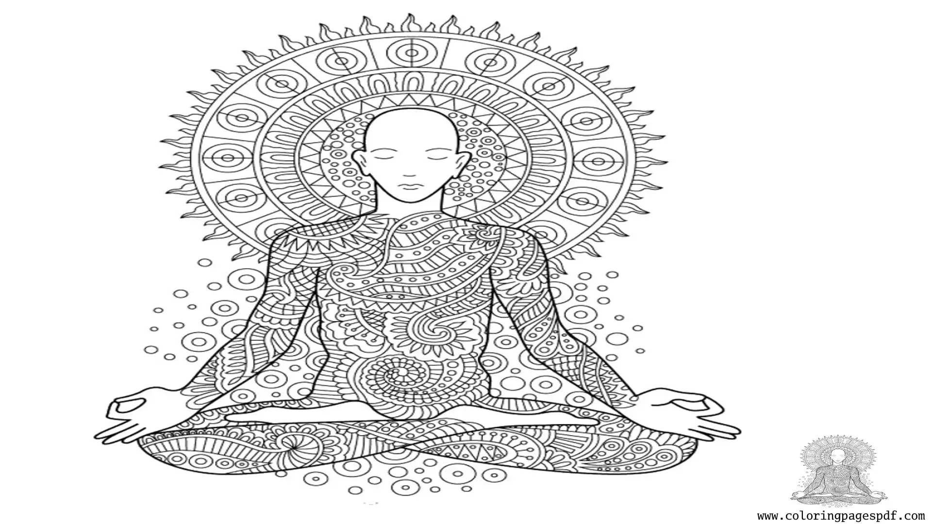Coloring Pages Of A Male Person Meditating Mandala