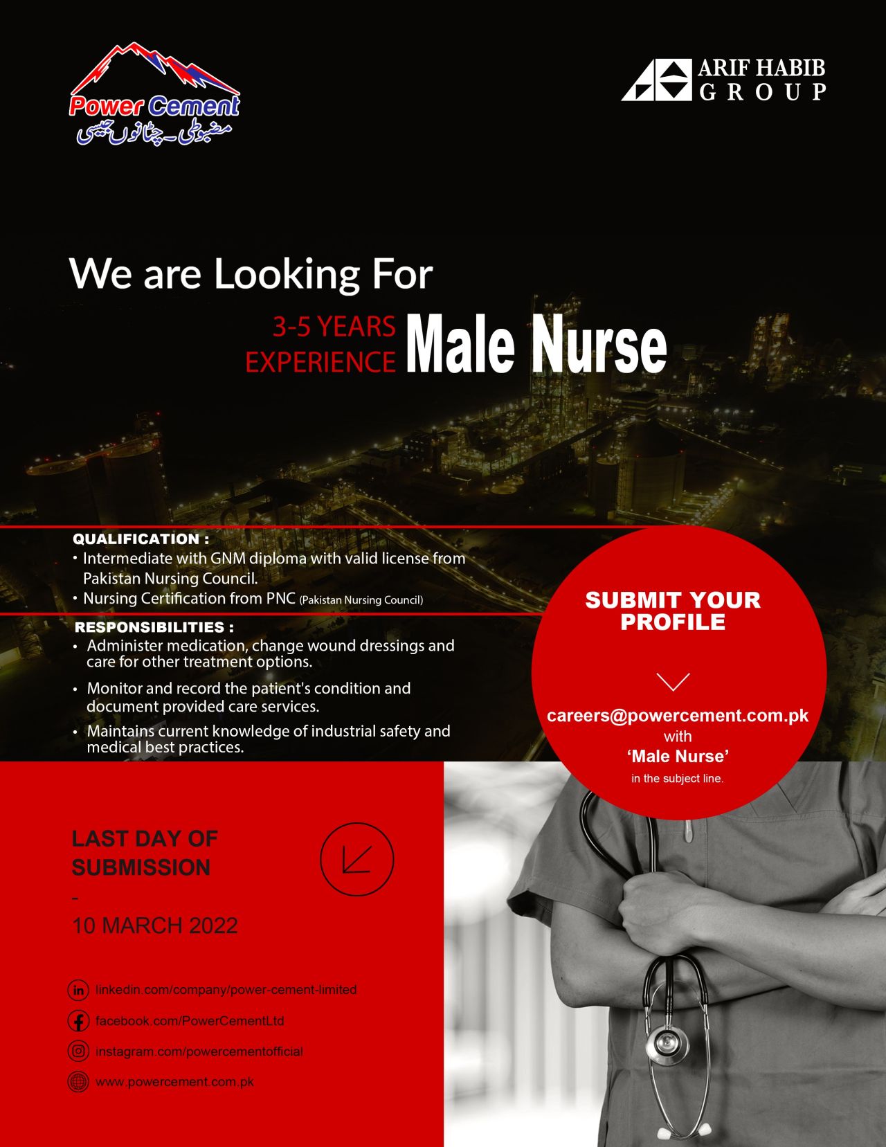 POWER CEMENT Jobs Male Nurse