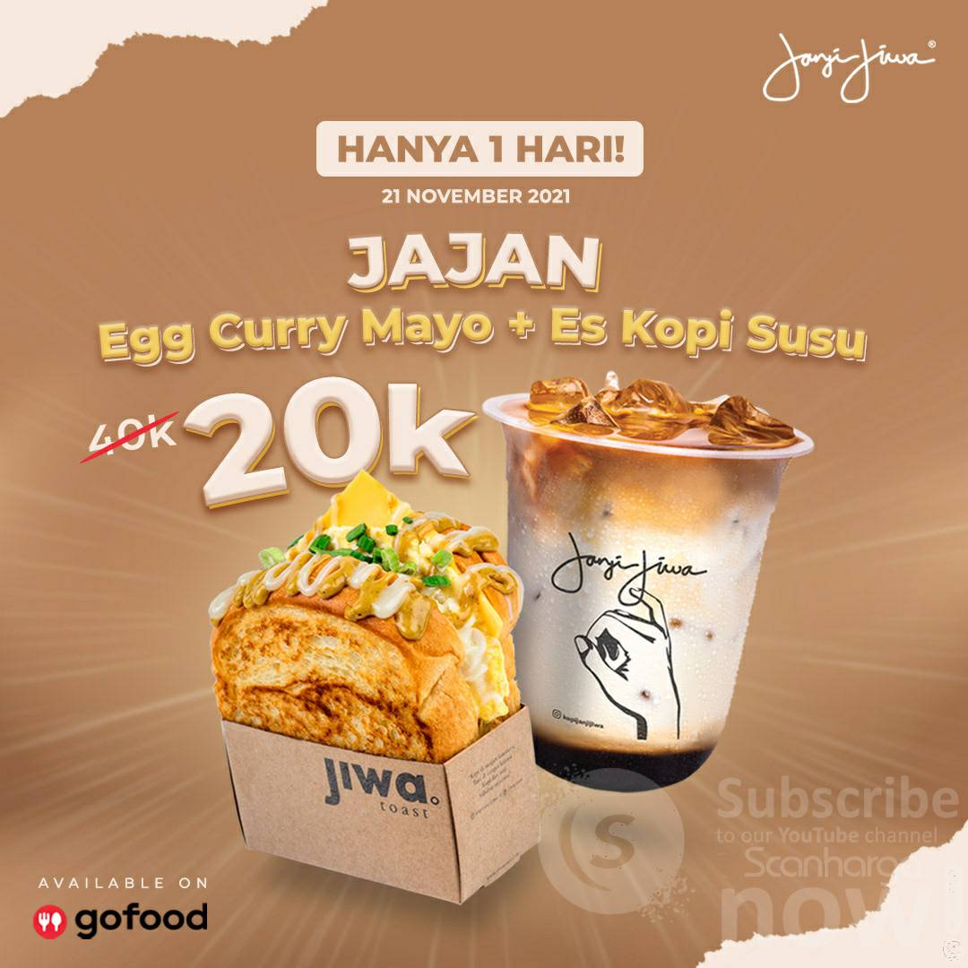 Promo KOPI JANJI JIWA – JAJAN EGG CURRY MAYO + ES KOPI SUSU harga Rp20.000