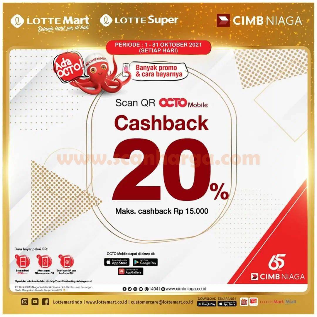 Promo Lottemart Cashback 20% pakai Scan QR Octo Mobile CIMB NIAGA
