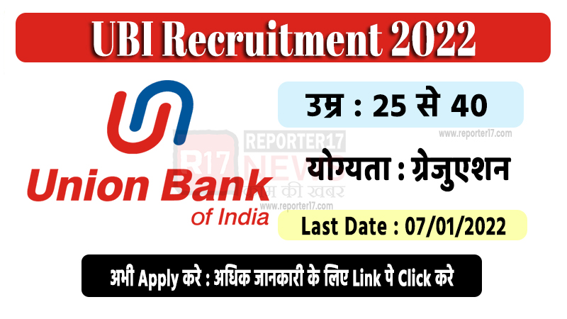 Union Bank of India Recruitment 2022