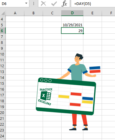 شرح صيغة الدالة DAY في برنامج مايكروسوفت Excel