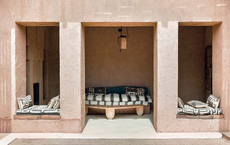 An adobe house in Marrakech decorated in a modern Berber style