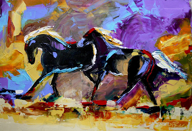 Two Black Horses by Laurie Pace