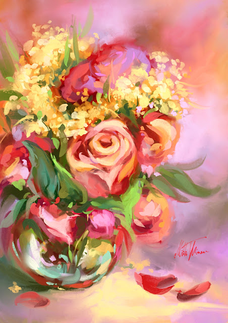 Spring scent, still life digital oil painting by Mikko Tyllinen