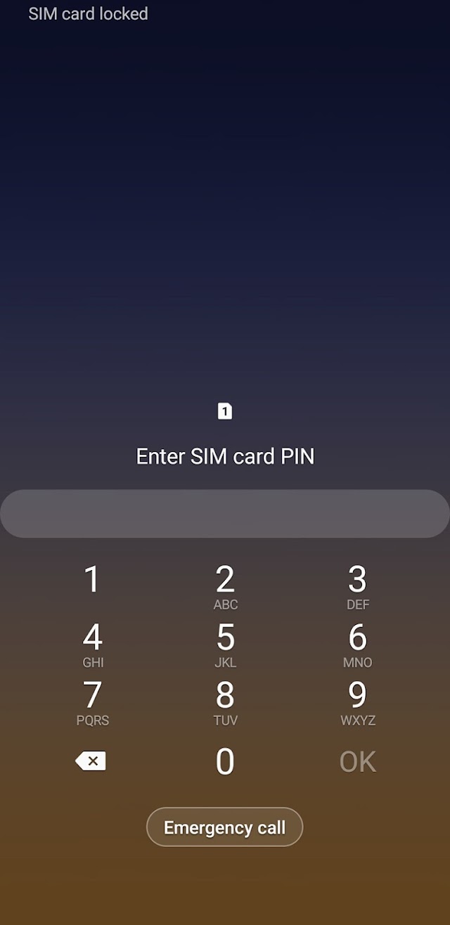 Enter SIM card PIN - Android message