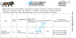 M.Sc Electronics Jobs in Bharat Electronics Limited