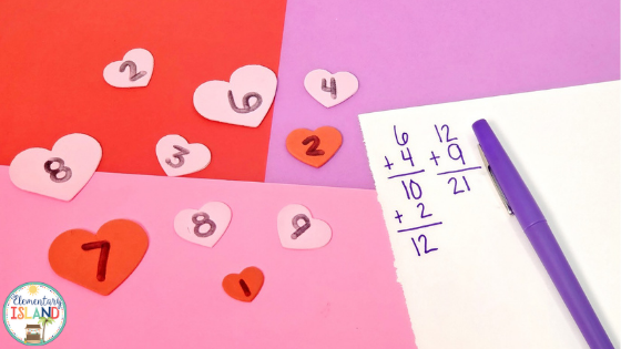 These easy Valentine's day activities include this simple game which gets your students to practice their addition skills in a fun competition.