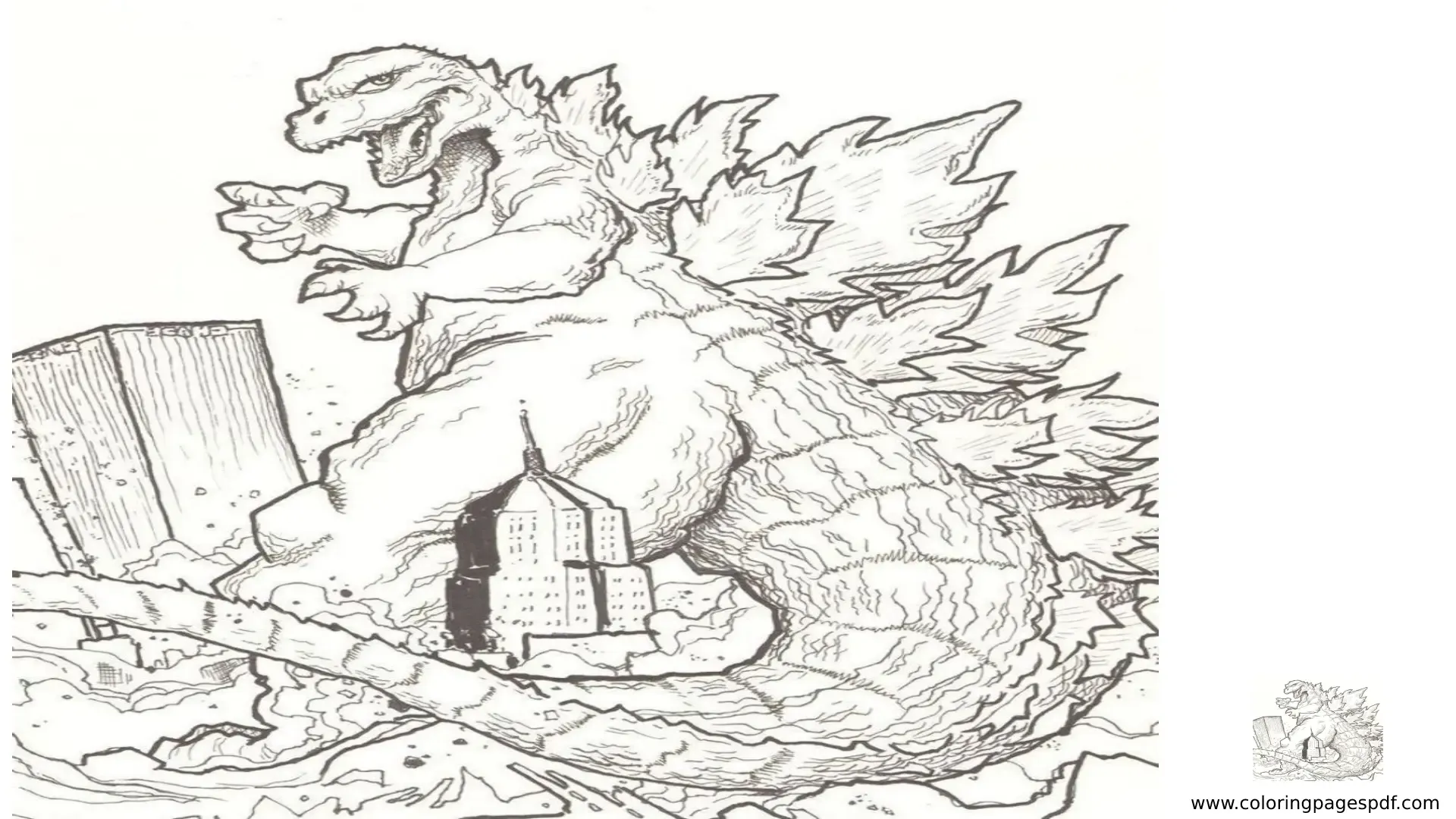 Coloring Pages Of Godzilla Destroying The City