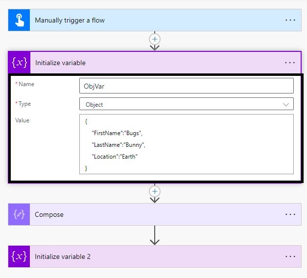 Create Object Variable in Power Automate Flow