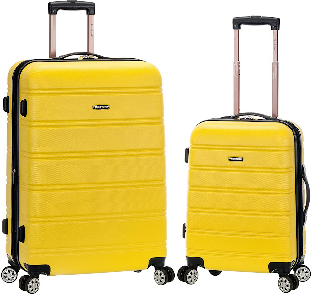 yellow hard sided luggage