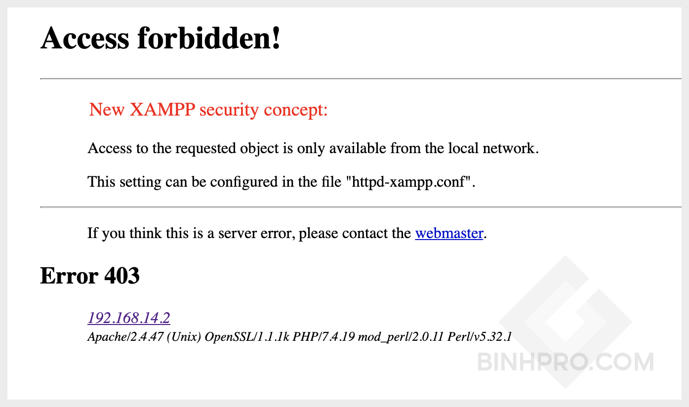 Access forbidden: New XAMPP Security Concept